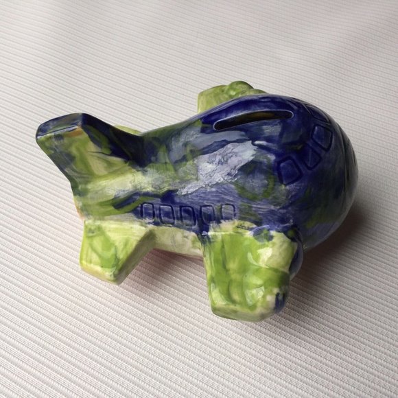 Airplane Shaped Piggy Coin Bank Nursery Child Kid Room Decor Ceramic Model - Picture 6 of 12